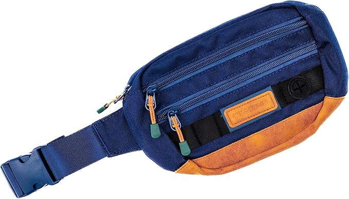Wilderdog Utility Fanny Pack stores Treats, Balls, Keys in 3 Pockets with adjustable strap and Poop Bag dispenser (Pacific Blue)