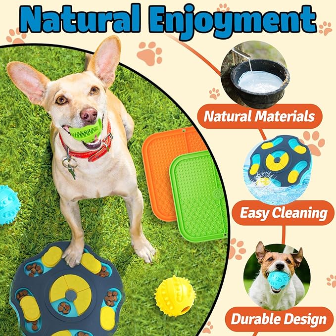 9 Pack Engaging Dog Puzzle Toy Set – Mentally Stimulating Enrichment Toys for Small & Medium Dogs, Includes Lick Mat with Suction Cups for Boredom Relief