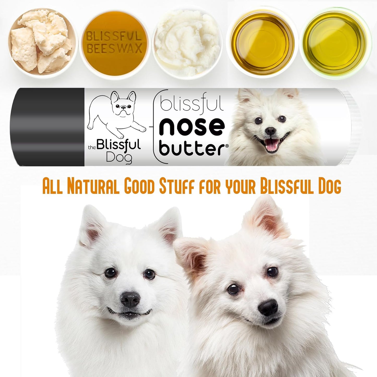 The Blissful Dog American Eskimo Nose Butter for Dry, Cracked Skin, Lick-Safe Dog Nose Balm with Moisturizing Shea Butter, Almond, Olive, and Essential Oils, Pet Supplies, Uncented, 0.15 oz.