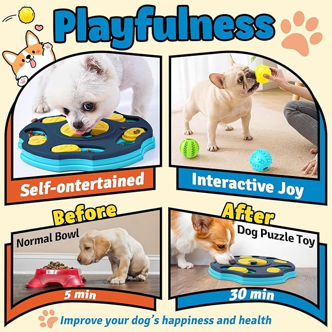 9 Pack Engaging Dog Puzzle Toy Set – Mentally Stimulating Enrichment Toys for Small & Medium Dogs, Includes Lick Mat with Suction Cups for Boredom Relief