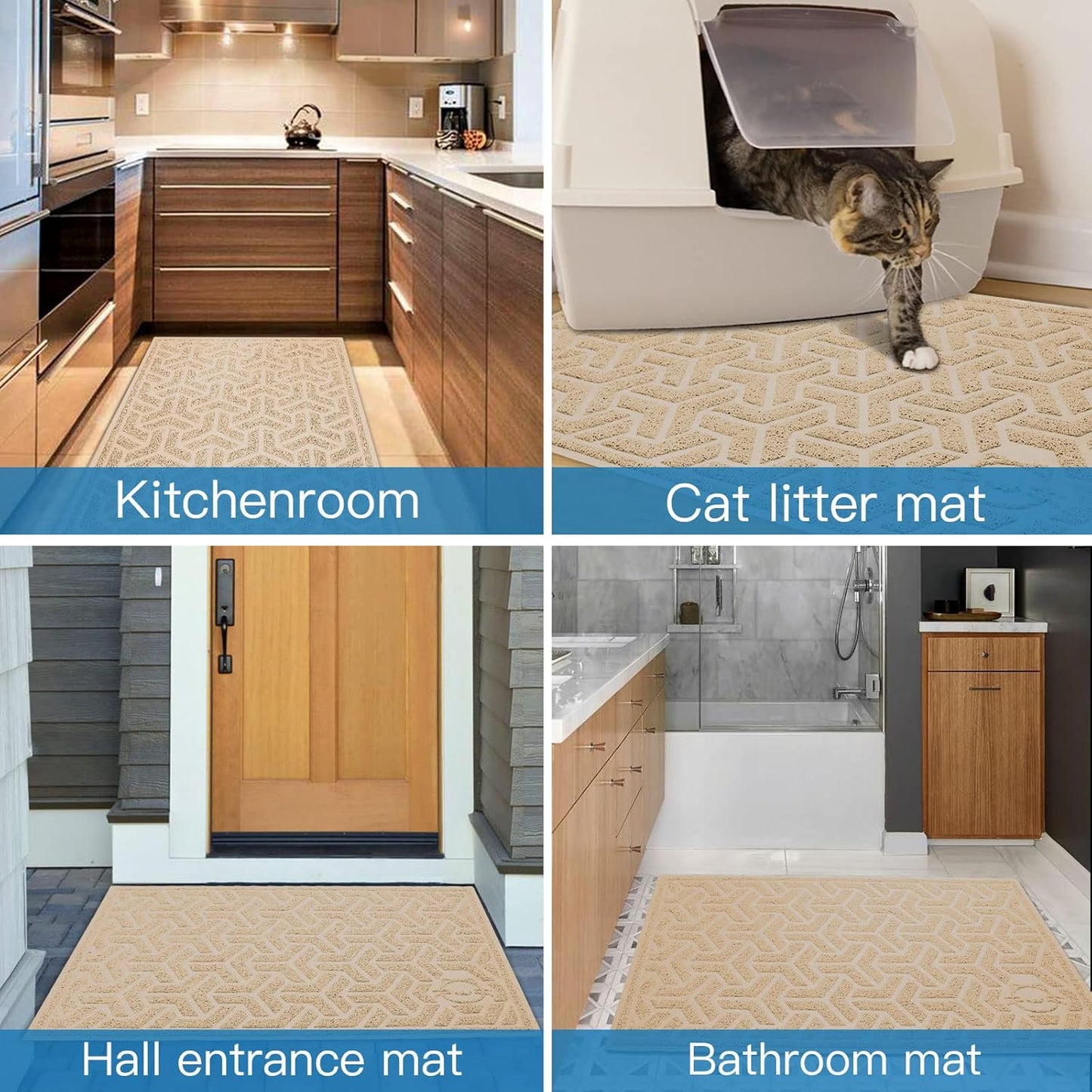 UPSKY Cat Litter Mat, Litter Trapping Mat Soft on Kitty Paws, Large Litter Box Mat 35" x 24" Scatter Control for Indoor Cats Waterproof and Extra Large Pretty Litters Carpet