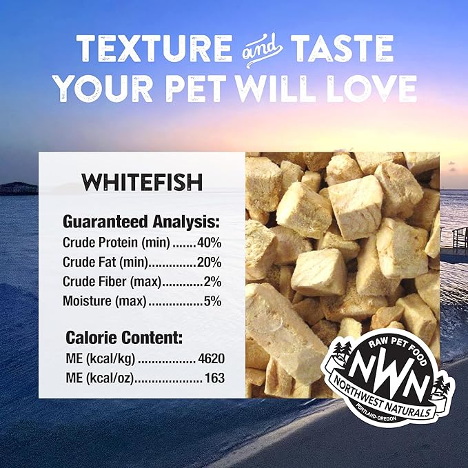 Northwest Naturals Raw Rewards Freeze-Dried Whitefish Treats for Dogs and Cats - Bite-Sized Pieces - Healthy, 1 Ingredient, Human Grade Pet Food, All Natural, Proudly Made in USA 10 Oz