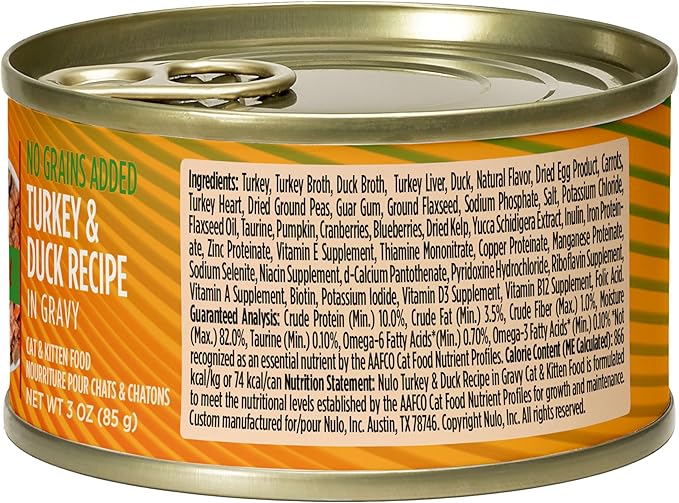 Nulo Turkey & Duck Grain-Free Minced Wet Canned Cat Food, 3 Ounce (Pack of 24)