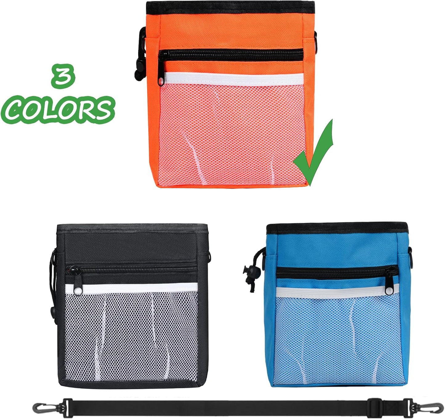 Dog Treat Pouch Pet Training Kit - Silicone Treat Bag Magnetic Closure, Puppy Training Clicker, Dog Whistle, Dog Water Bowls, Poop Bags & Holder, 4 Ways to Wear Walking Fanny Pack - Orange