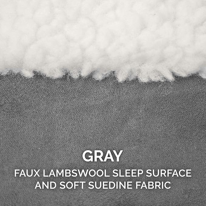 Furhaven 26" Round Memory Foam Dog Bed for Medium/Small Dogs w/ Removable Washable Cover, For Dogs Up to 30 lbs - Sherpa & Suede Snuggery - Gray, 26-inch