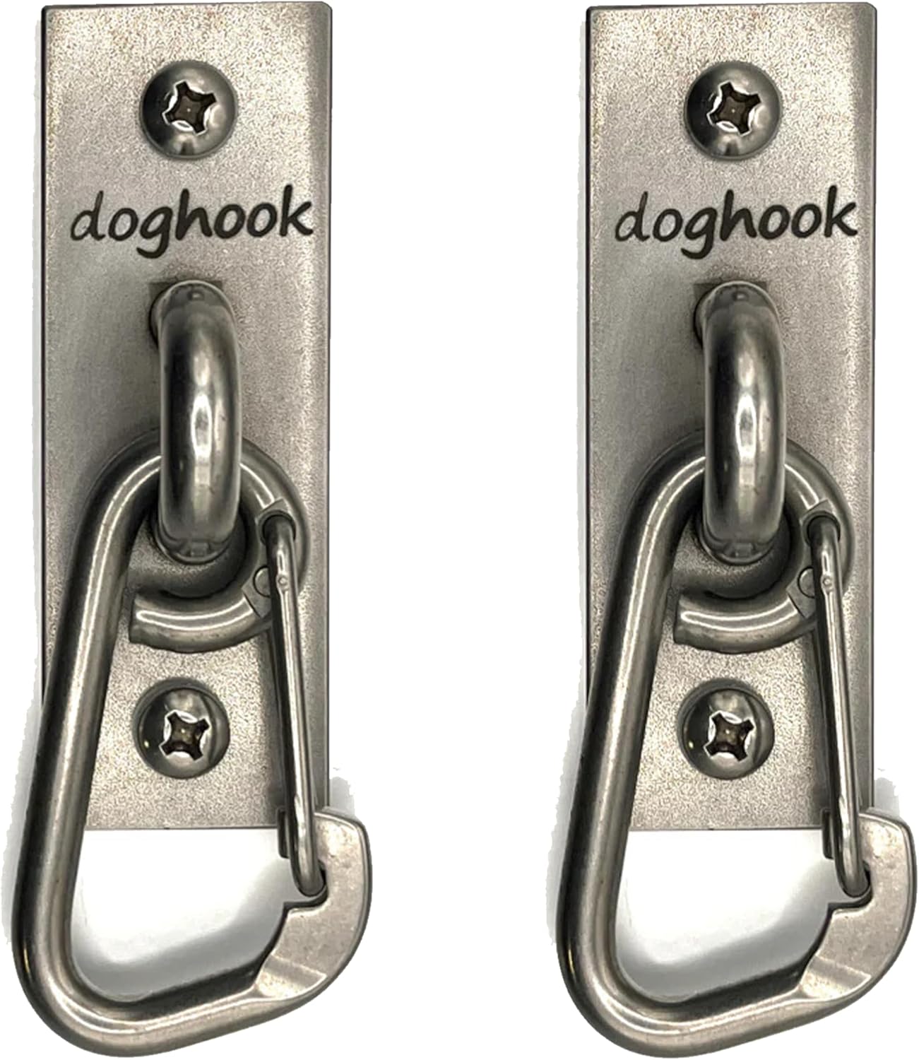 Canine Hitch- Secure Dog Leash Parking Wall Slim Hook with Clip 2 Pack - Tie Out Stainless Steel & ABS Mounting Plate for Strength - Practical Lead Management for Home & Business