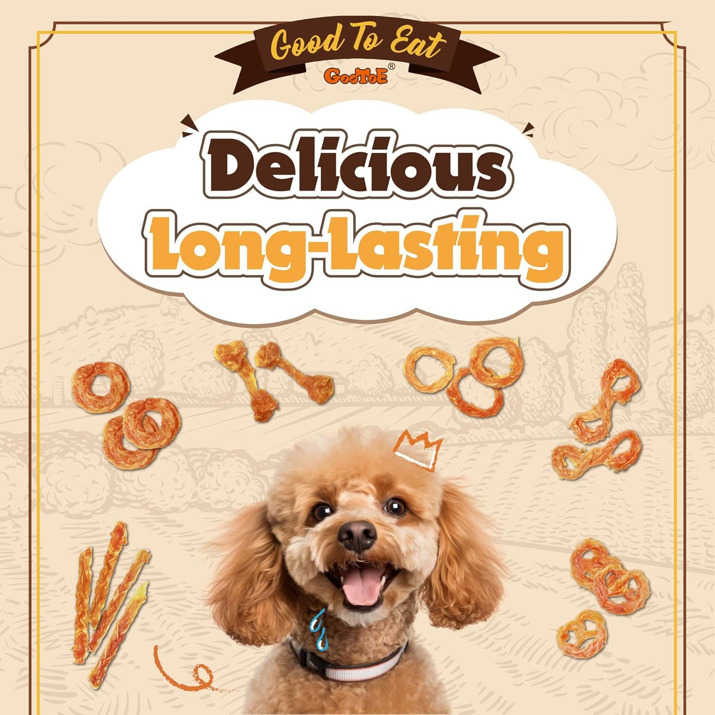 Gootoe Turkey Tendons for Dogs – All-Natural, Hypoallergenic Dog Treats, Rawhide Alternative, Long Lasting Puppy Chews, Healthy Dog Treats for Small Breeds, Strips, 3 oz Pack