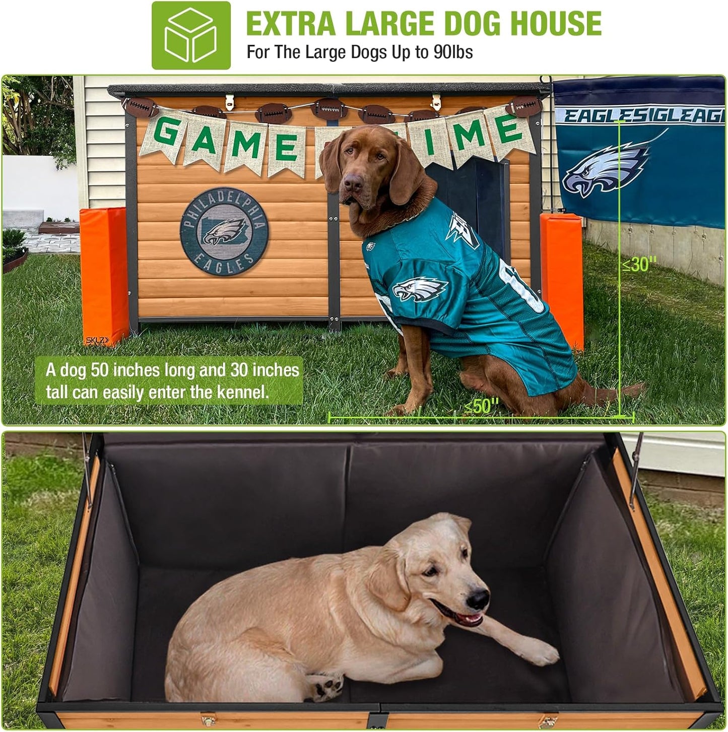 GUTINNEEN Dog House Insulated Outdoor Dog Kennel with Liner for Winter Extra Large