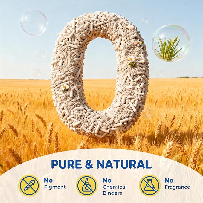 Natural Cat Litter Clumping Cat Litter,18 Pounds Mixed Straw Kitty Litter Lightweight Litter,Dust Free and Low Tracking Litter Odor Control Unscented