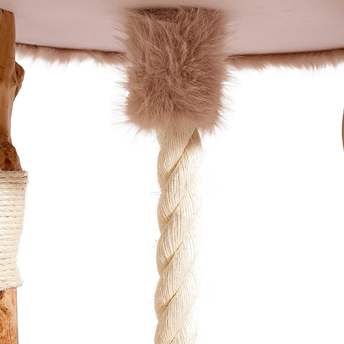 Aesthetic Cat Tree Tower for Large Cats, Large Cat Tree for Maine Coon Indoor Cats with Faux Fox Fur, Solid Wood Sisal Scratching Post, Hammock, Perches, Platform, Toy Ball