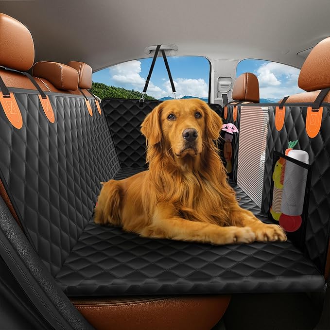 Back Seat Extender for Dogs - Holds 450lbs, Waterproof Dog Car Seat Cover for Back Seat with Hard Bottom for Cars SUVs Truck,Anti-Scratch No Slip Large Space Pet Backseat Protector,Black
