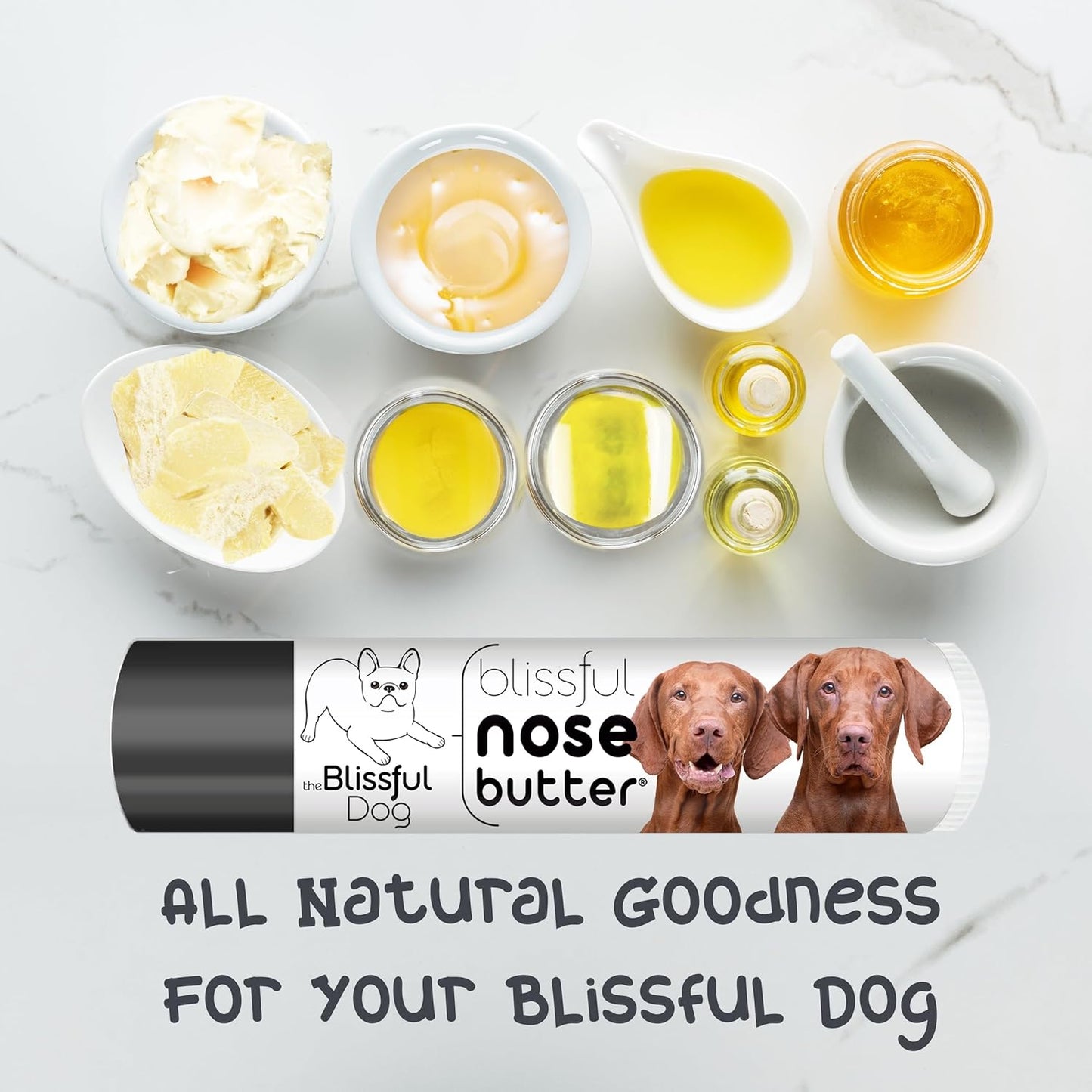 The Blissful Dog Vizsla Nose Butter for Dry, Cracked Skin, Lick-Safe Dog Nose Balm with Moisturizing Shea Butter, Almond, Olive, and Essential Oils, Pet Supplies, Uncented, 0.15 oz.