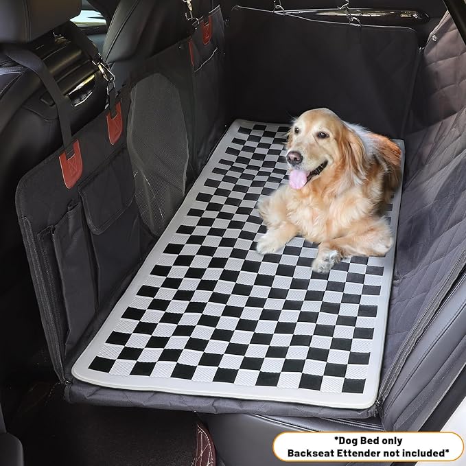 Non-Slip Pet Bed Mat for Back Seat Extender, Hair Resistant Dog Blanket for Hard Bottom Dog Car Seat Cover, Anti Slip Pet Linner Backseat Cover Black Plaid
