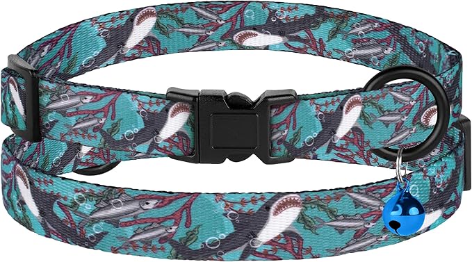 4PCS Breakaway Cat Collars with Bell - Cute Soft Adjustable Safety Kitten Collars 4-Pack - Nylon Pet Collars Nature Tribal Striped Floral Space Aztec Flowers Print (Nature)