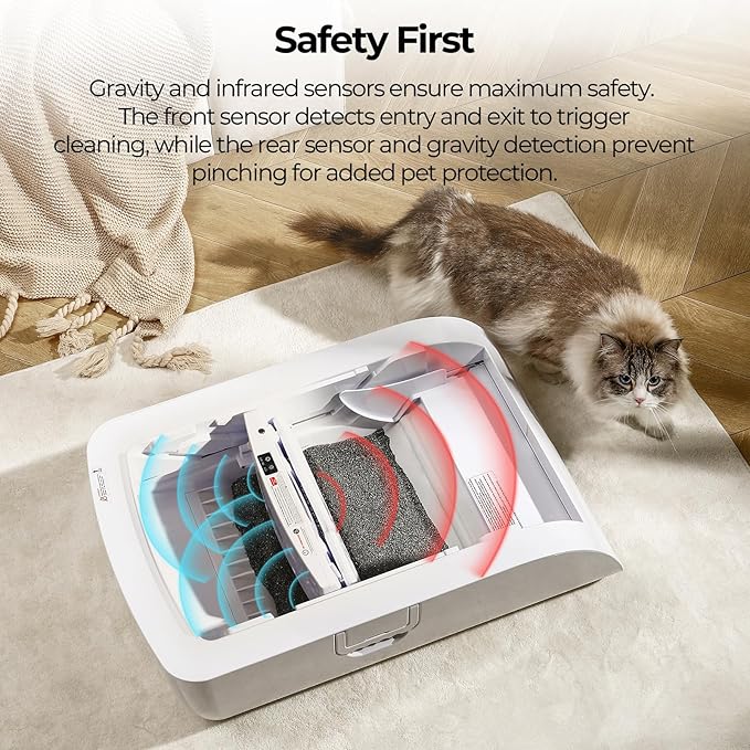 Self Cleaning Litter Box,Open-Top Automatic Cat Litter Box APP Control (2.4G/5G) with Health Tracking, Dual Safety Sensors&Odorless Design,Includes cat Litter & 3 Rolls Waste Bags (with Tent)