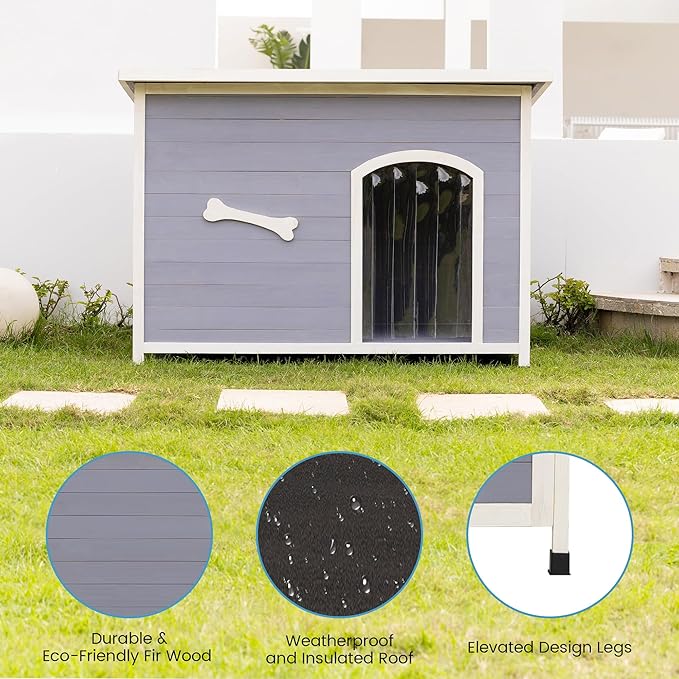 Large Solid Wooden Dog House,Suitable for Both Indoor and Outdoor, Suitable for Large Dogs and Animals of The Following Size, Easy to Clean,Can DIY,45.75" W x 31.25" D x 32.5" H