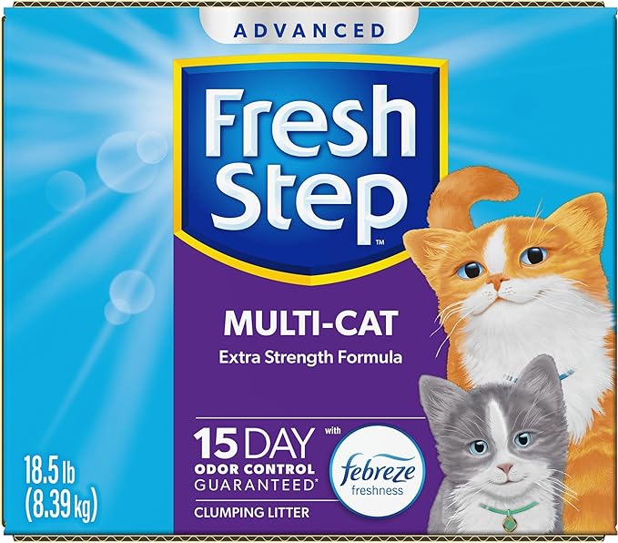 Fresh Step Advanced Multi Cat Clumping Litter with Febreze Freshness, Fresh Step Clumping Cat Litter Extra Strength Formula, 37 lbs. (2 x 18.5 lb. Box)