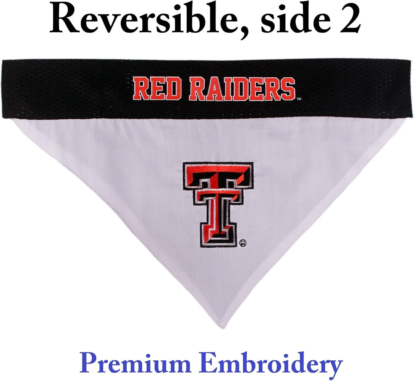 Pets First Collegiate Pet Accessories, Reversible Bandana, Texas Tech Red Raiders, Large/X-Large