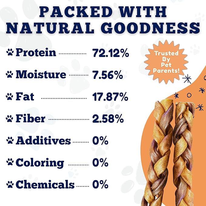 Amazing Dog Treats - 6 Inch Braided Collagen Sticks for Dogs - (10 Count) - Collagen Bully Sticks for Dogs