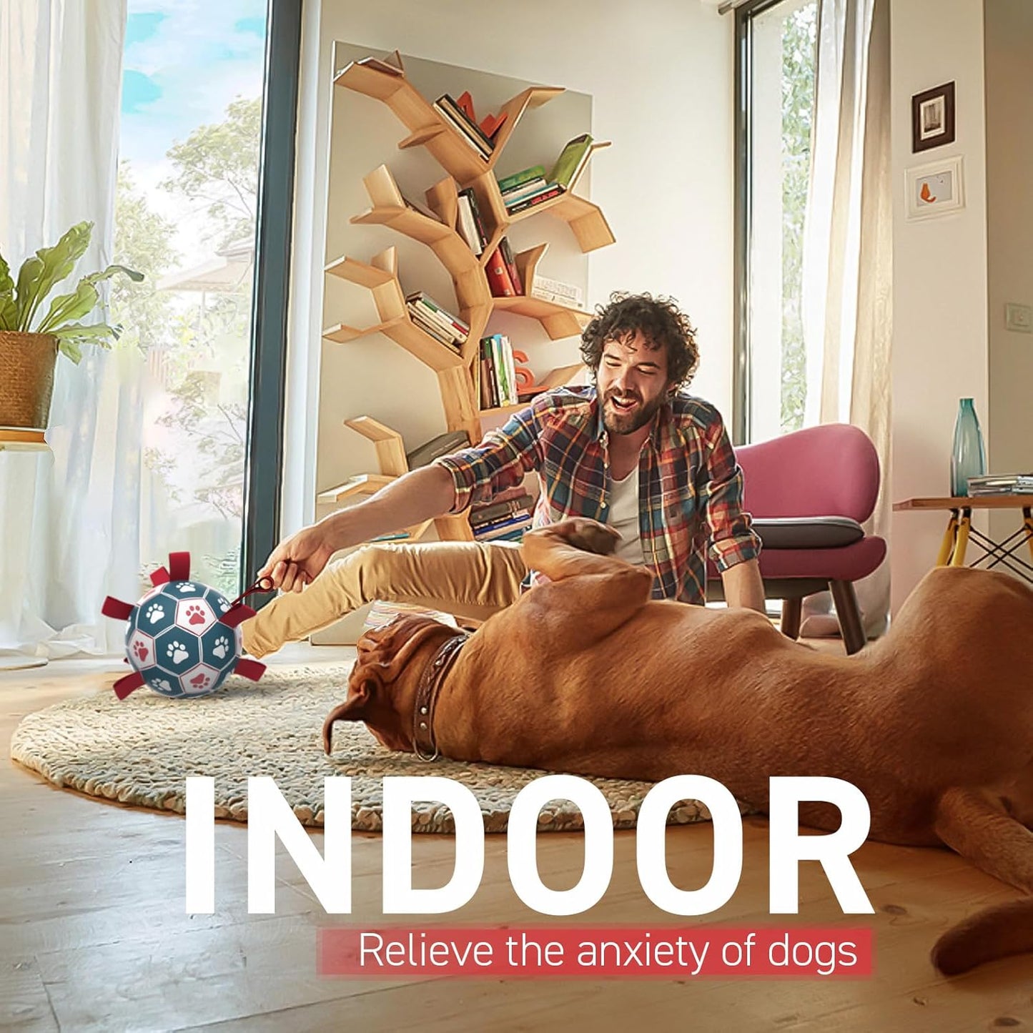 QDAN Premium Dog Balls Toys, Pet Training Soccer Ball with Straps, Puppy Birthday Gifts, Dog Water Toy, Durable Herding Balls for Small Medium Dogs, Pet Toys Puppy Ball (6 Inch)