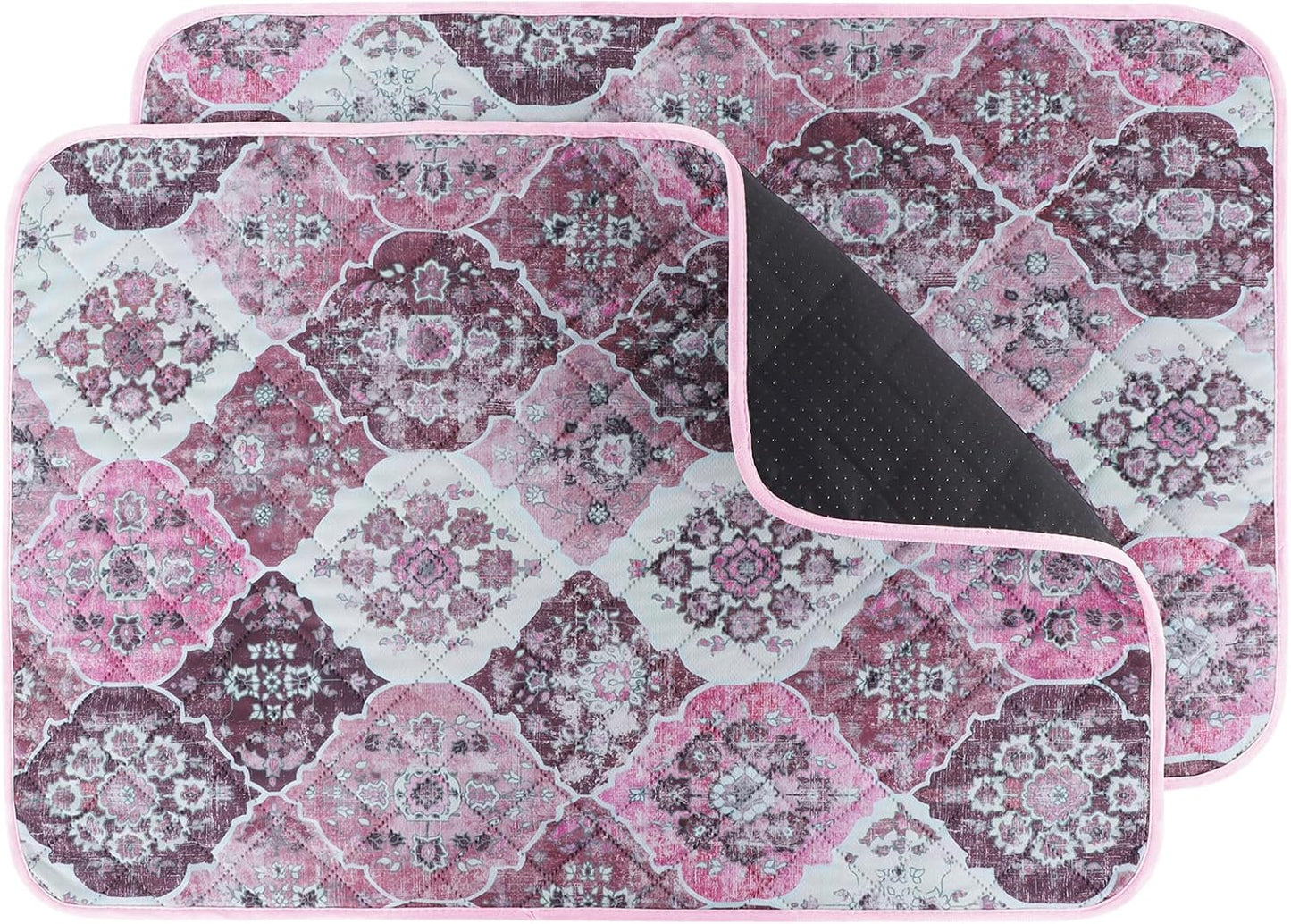 IEUUMLER Washable Pee Pads for Dogs, 2 Pack Reusable Pee Pads for Dogs Non-Slip Grip, Super Absorbent Waterproof Puppy Pads for Potty Training, Playpen, Crate, Whelping Box EU011 Pink, 36x24