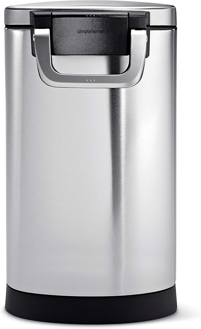 simplehuman 25 Liter, 27 lb / 12.2 kg Medium Pet Food Storage Container for Dog Food, Cat Food, and Bird Feed, Brushed Stainless Steel