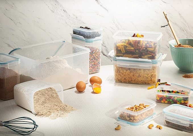 Komax Extra Large Food Storage Bins with Lids for Cat & Dog (48.6 Cups) – Water & Airtight Container- w/Handles – BPA-Free (13.4” x 9.8” x 7”)