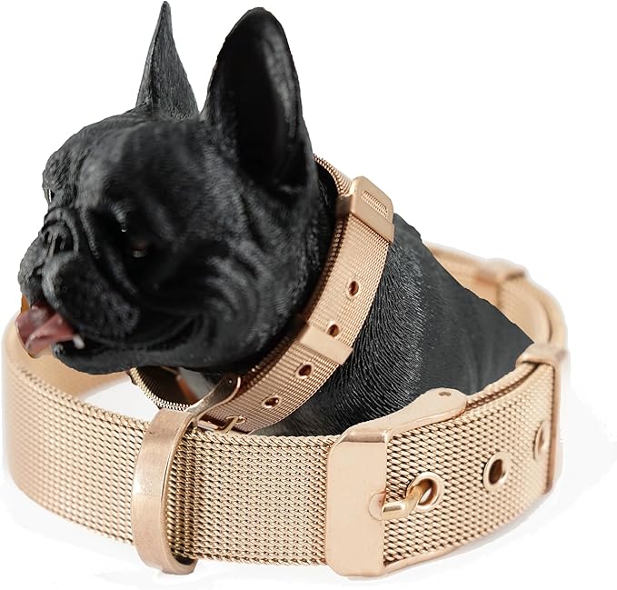 Stainless Steel Waterproof Big Rose Gold Adjustable Breathable Belt Pet Collar Dog Cat Kitten Imitation Woven Tape Slip Durable Stainless Steel Waterproof Small Choker