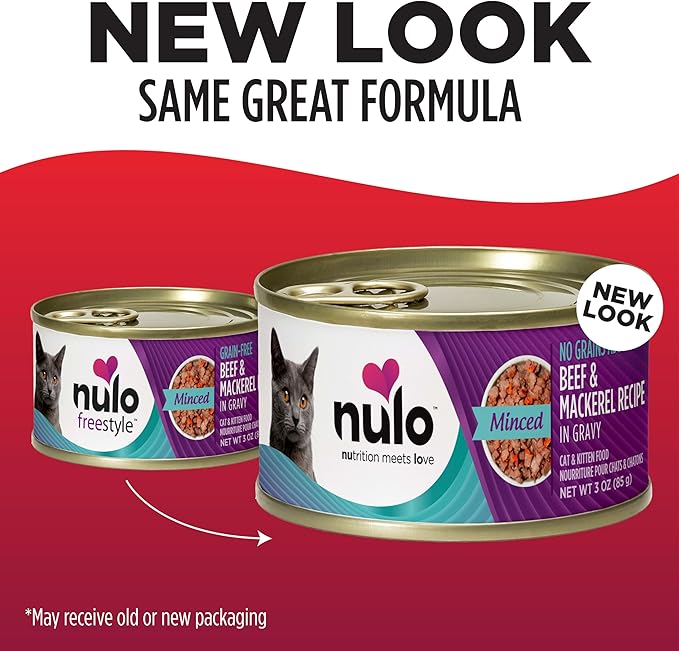 Nulo Beef & Mackerel Grain-Free Minced Wet Canned Cat Food, 3 Ounce (Pack of 24)