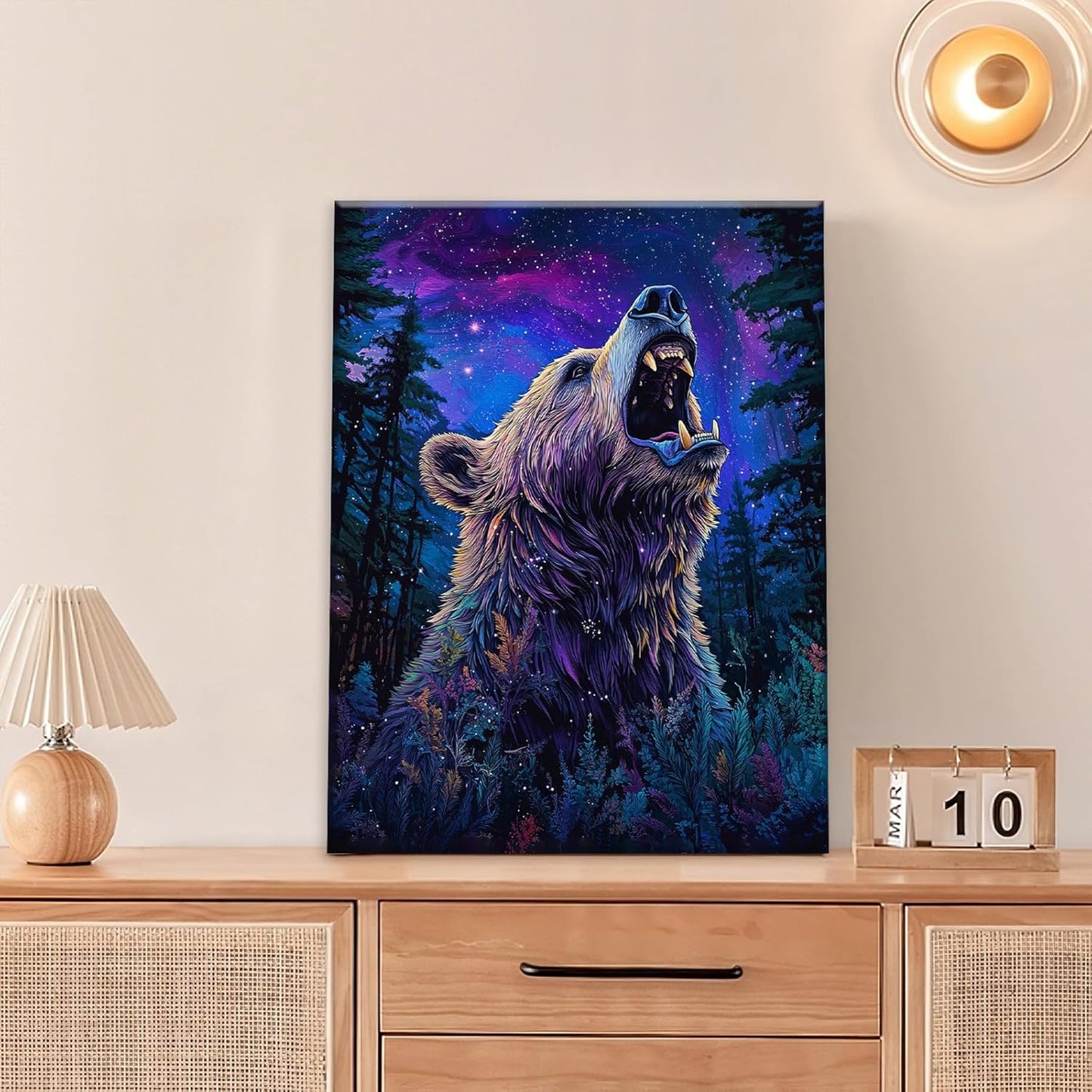Bear Forest Wall Art Canvas Fantastic Animal Wall Decor Prints Framed Painting Pictures Gifts Artwork for Bathroom Kitchen 12"x16"