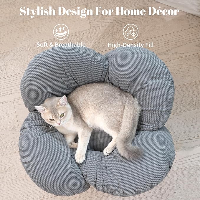 CHEERHOME PETS Elevated Cat Bed Wooden with Cushion Fluffy Pet Couch Sofa for Indoor Cats Raised Kitty Lounge Chair Suitable for Puppy, Cat Furniture(Gray)