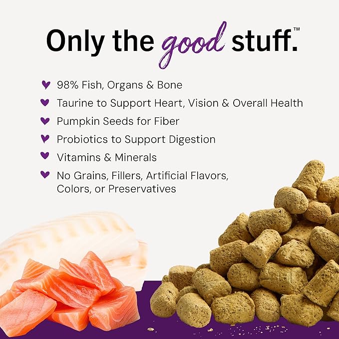 Stella & Chewy's Freeze-Dried Raw Cat Dinner Morsels - Premium Salmon & Cod Recipe with 98% Wild-Caught Fish & Organs - Natural Grain-Free Cat & Kitten Food - Made in USA - 3.5 oz