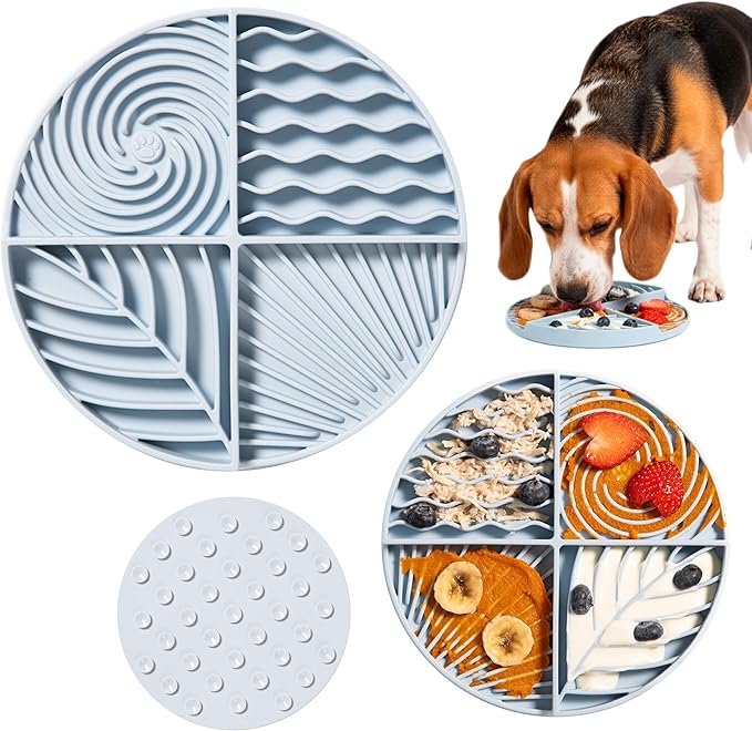 Awoo Paradise - Silicone Dog & Cat Lick Mat and Slow Feeder with Suction Cups - Non-Slip, Dishwasher Safe Pet Dish - Extends Mealtime for Fast Eaters and Reduces Anxiety - for Wet & Dry Food (Sky)