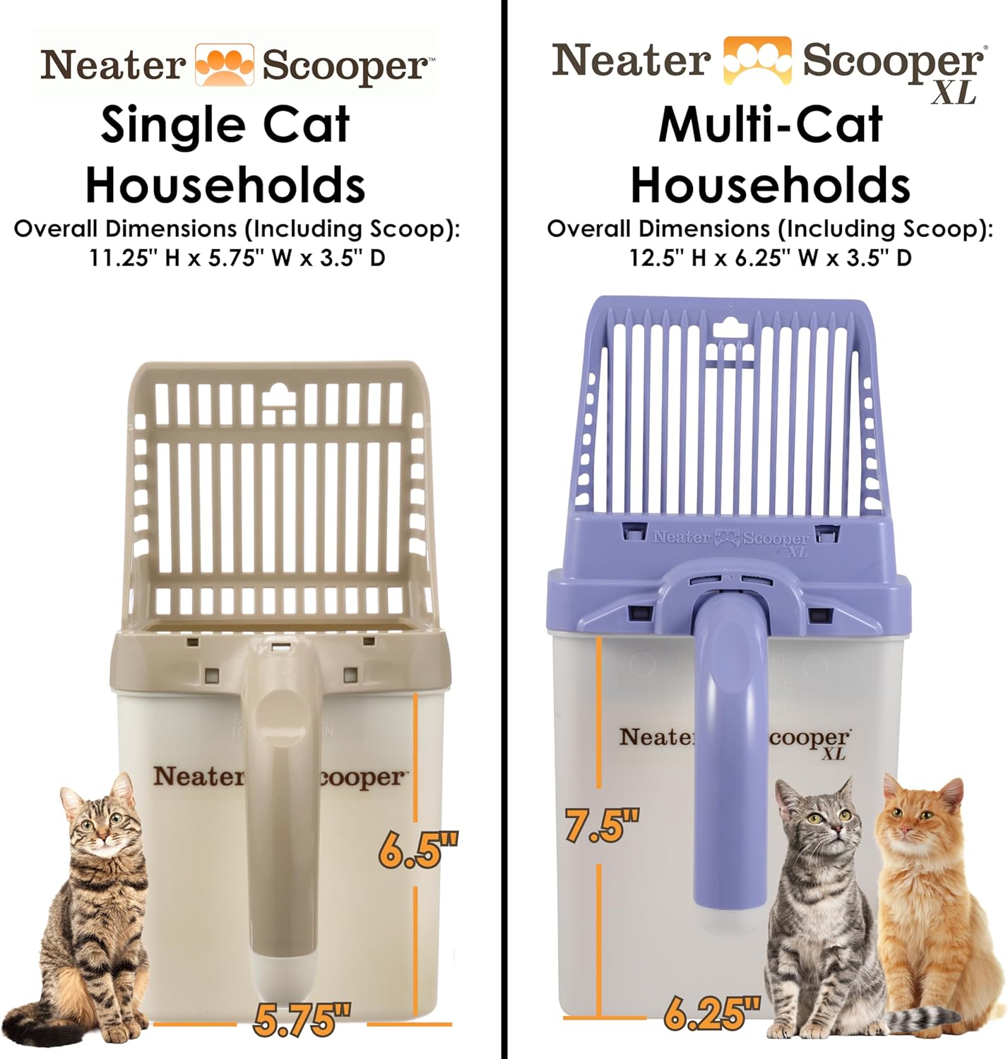 Neater Pet Brands Neater Scooper Standard Cat Litter Scoop, 15 Refill Bags – Mess-Free Cat Litter Scooper with Bag, Spill-Proof Kitty Box Sifter, Bin Doubles as Scoop Holder, For Single-Cat Households