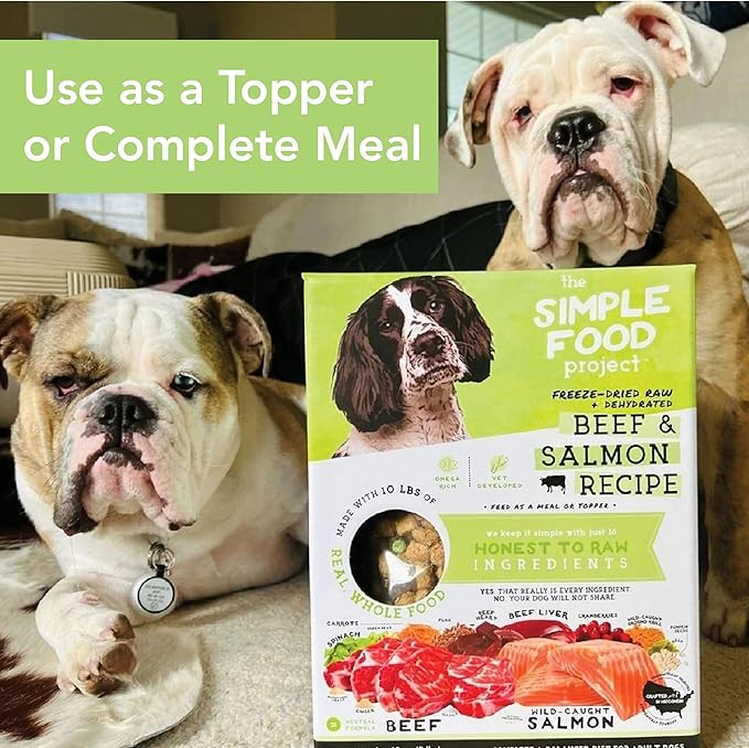 Simple Food Project - Beef & Salmon Recipe - Freeze Dried Raw Food for Dogs - 48oz