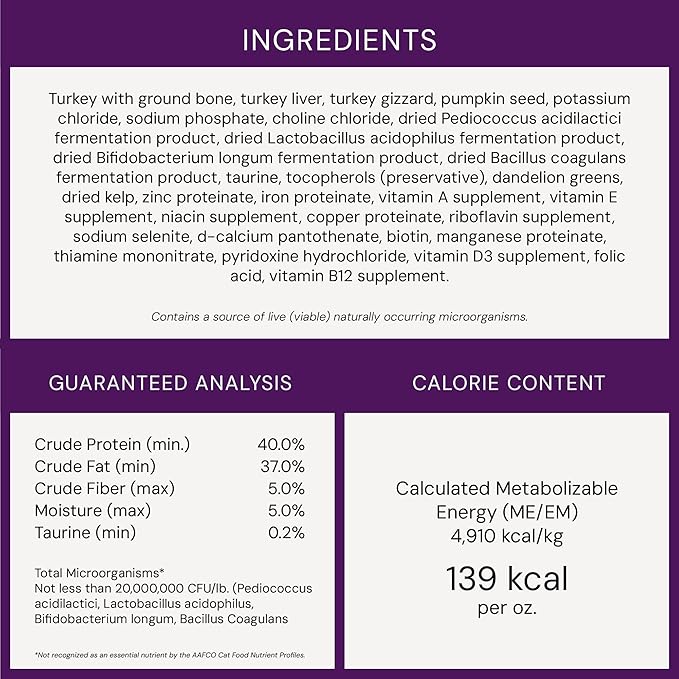 Stella & Chewy's Freeze-Dried Raw Cat Dinner Morsels - Premium Turkey Recipe with 98% Farm-Raised Meat & Organs - Natural Grain-Free Cat & Kitten Food - Made in USA - 8 oz