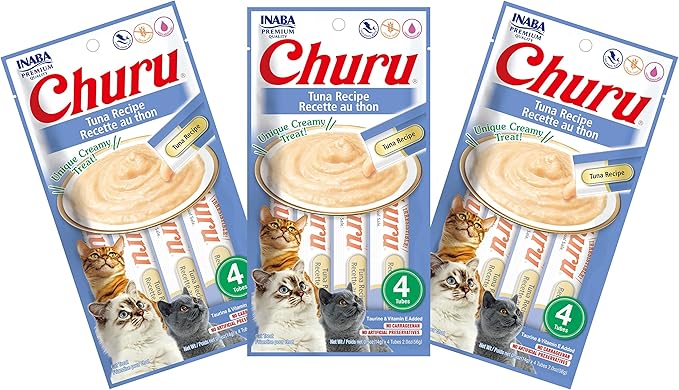 INABA Churu Tuna Recipe Lickable Purée Natural Cat Treats 12 Tubes