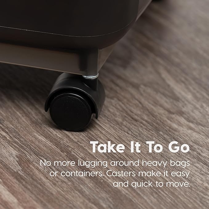 IRIS USA 22 Lbs / 28 Qt WeatherPro Airtight Pet Food Storage Container with Attachable Casters, For Dog Cat Bird and Other Pet Food Storage Bin, Keep Fresh, Easy Mobility, BPA Free, Smoke