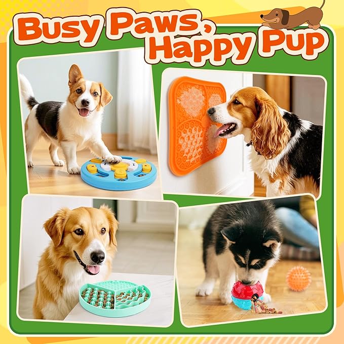 10 Pack Complete Dog Puzzle Toys Set-Dog Lick Mat & Feeding Bowl with Suction Cups for Small & Medium Breeds,Enrichment Toys for IQ Training & Mentally Stimulating