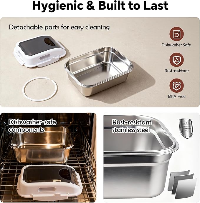 Stainless Steel Dog Food Storage Container with Lid for Cat Bird Pet Dry Food Treats, Airtight Mouse Proof Storage Bin Fits Up To 7 Lbs, Coming With Scoop