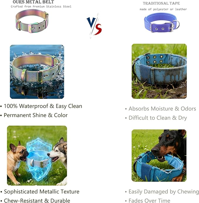 Stainless Steel Waterproof Medium Rainbow Adjustable Breathable Belt Pet Collar Dog Cat Kitten Imitation Woven Tape Slip Durable Stainless Steel Waterproof Small Choker