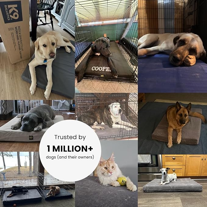 K9 Ballistics Tough Ripstop Orthopedic Crate Bed - Thick, Durable XXL Kennel Pad with Washable Cover for XX Large Dogs, 53 x 36 fits 54” Wire Crate, Tan