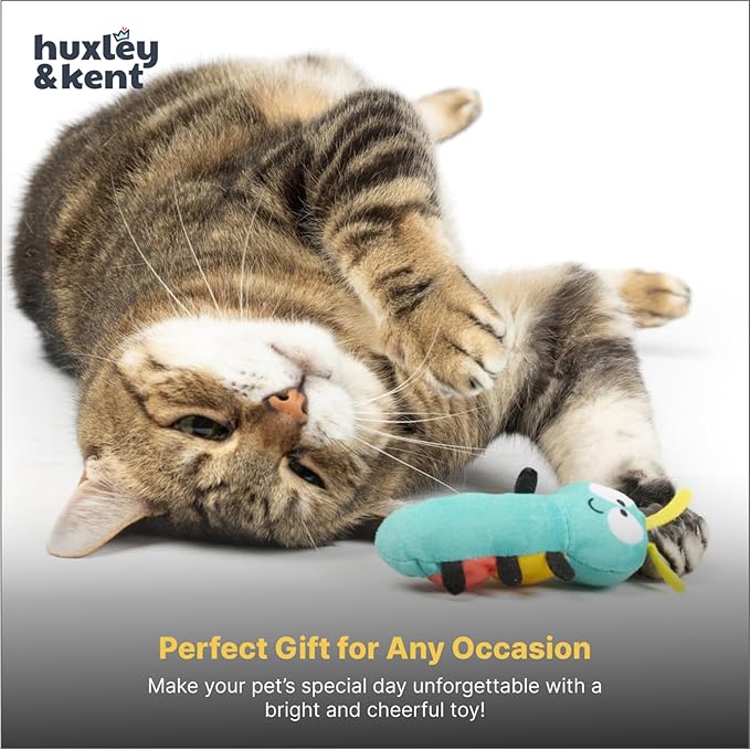 Huxley & Kent Plush Cat Toy - Interactive Catnip Toy for Cats & Kittens - Soft with Crinkle & Catnip - Fun Indoor Play - Caterpillar