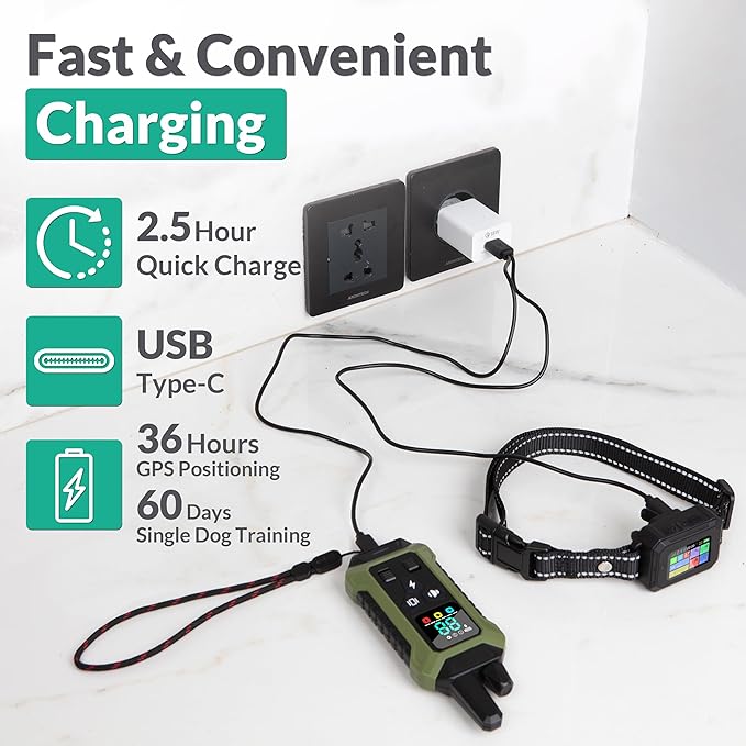 GPS Wireless Dog Fence System Collar – 2-in-1 Remote or App Controlled Boundary and Training GPS Dog Collar with 4 Training Modes - Covers up to 7000 Ft (3533 Acres)