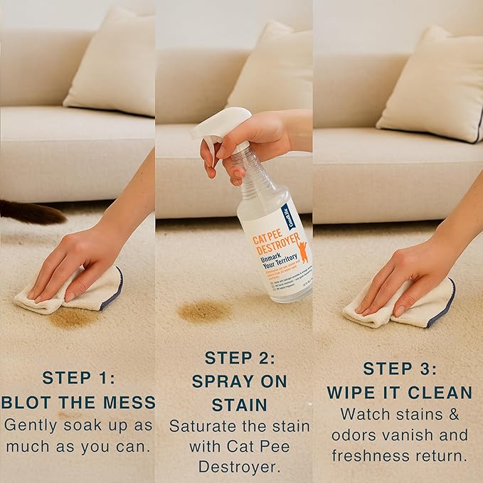 Cat Pee Destroyer - Cat Urination Stain & Urine Odor Eliminator for Home - Deodorizer for Litter Box, Carpet, Mattress, Couches, Furniture, & Floors (CPD 32)
