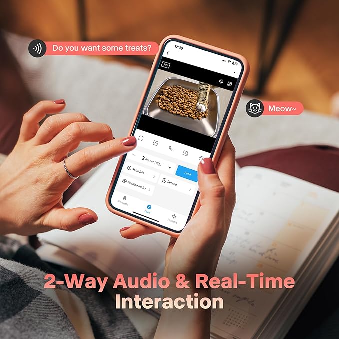 Automatic Cat Feeder with Camera, 5G WiFi Automatic Dog Feeder, 7L Cat Food Dispenser with Night Vision, 1-15 Meals, 1-99 Portions, 2-Way Audio, Jam Free, Ideal for Multiple Pets