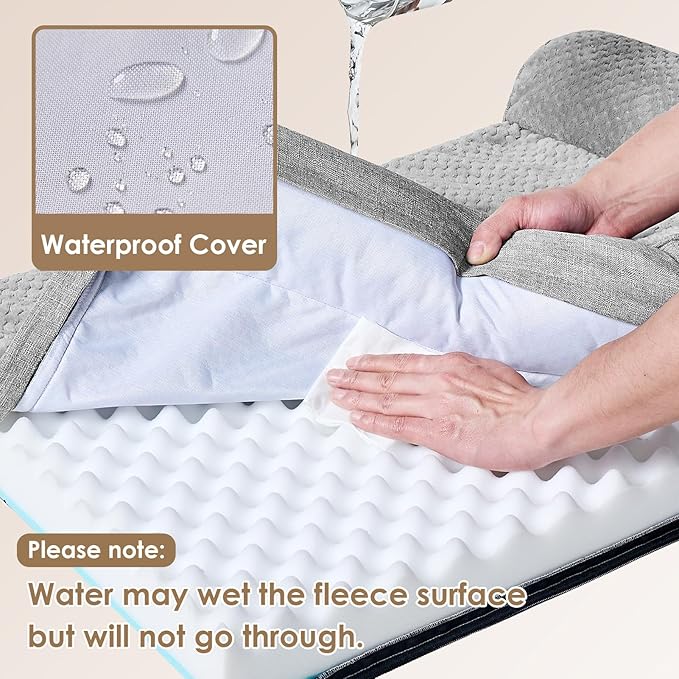 EHEYCIGA Memory Foam Dog Bed Large Sized Dogs, Pet Bed for Large Dog for Crate with Waterproof Liner, Pet Couch Bed Orthopedic with Washable Removable Cover, 35x23x6 Inches, Grey