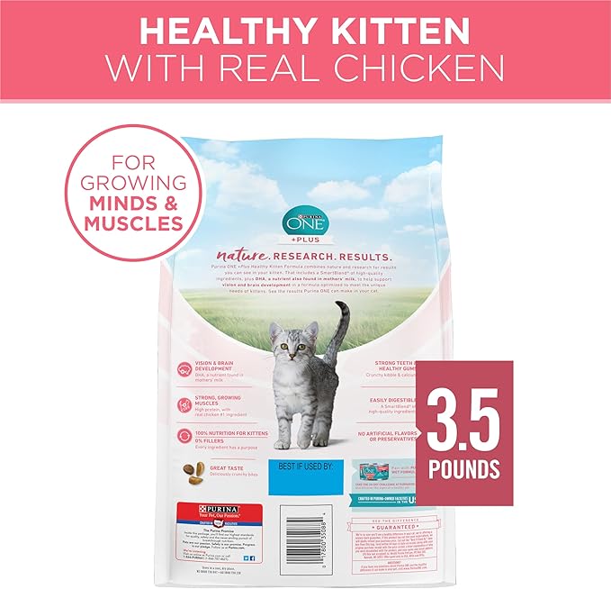 Purina ONE High Protein, Natural Dry Kitten Food, +Plus Healthy Kitten Formula - 3.5 lb. Bag