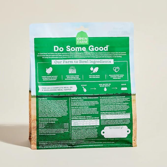 Open Farm, Freeze Dried Raw Dog Food, Morsels with 95% Meat, Organs & Bone, Organic Produce & Superfoods, Complete Meal or Freeze Dried Dog Food Topper, Turkey Recipe, 13.5oz Bag