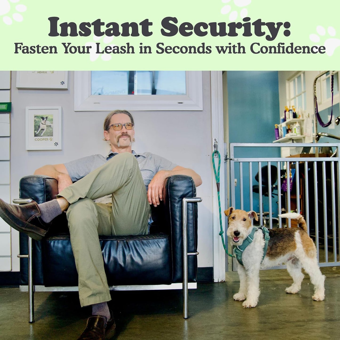 Canine Hitch- Secure Dog Leash Parking Mounted Indoor – Outdoor Wall Hook - Tie Out Stainless Steel Practical Lead Management for Home & Business, Slim Compact 2 Pack